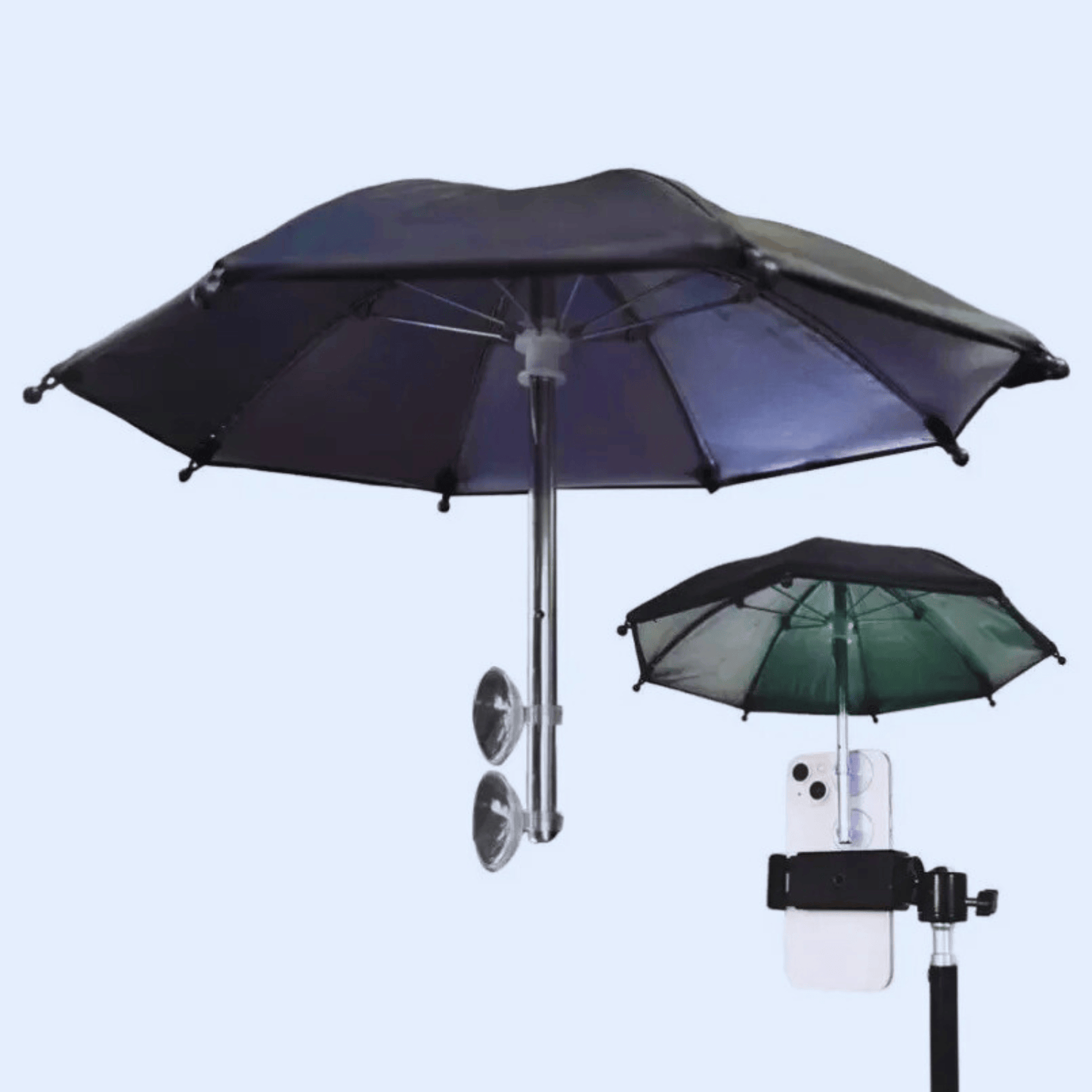 Mini Parasol Anti Chaleur pour Téléphone - Gadget Fun Noir