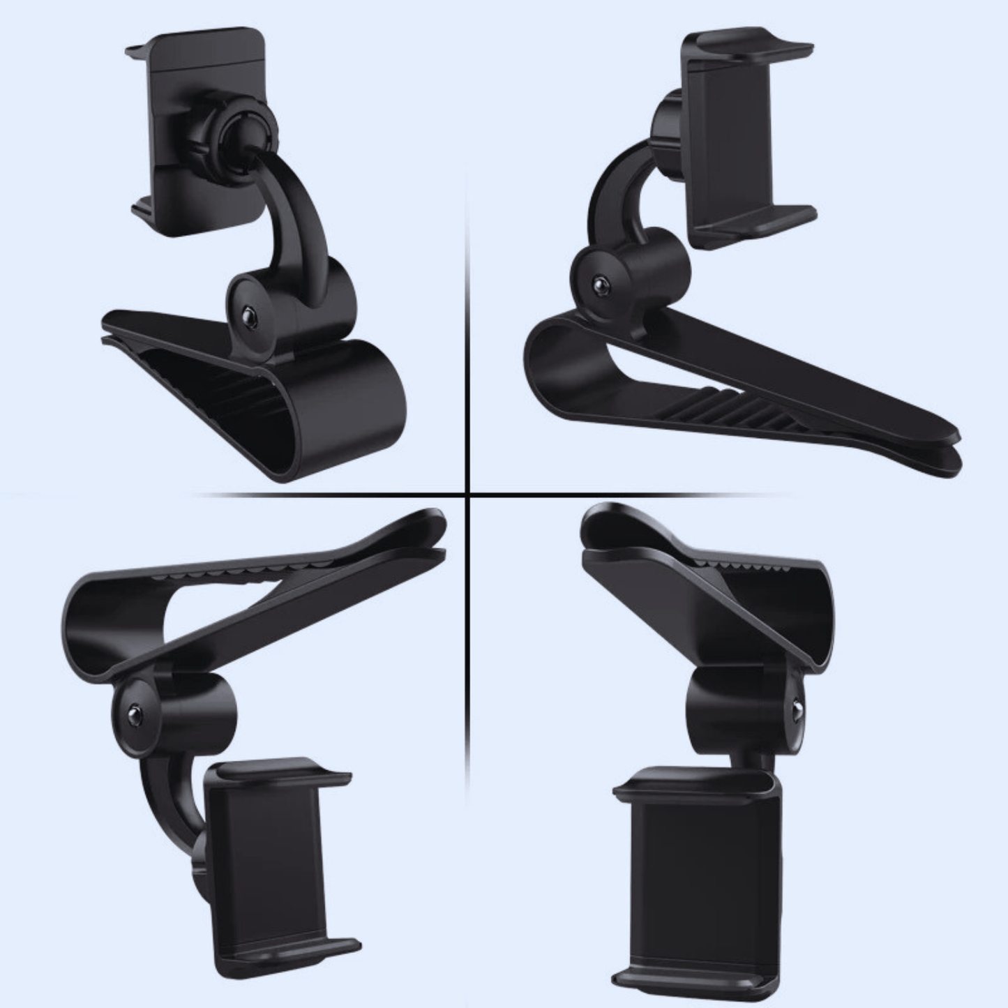 Support téléphone pare-soleil voiture 360° rotatif Noir