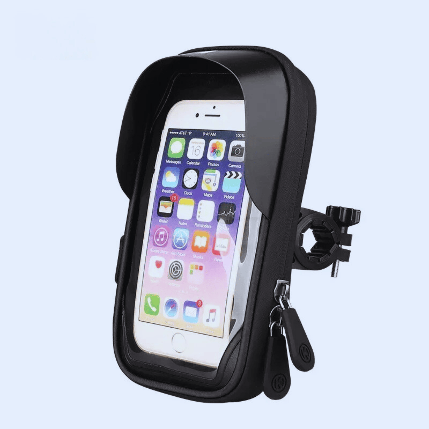 Support téléphone étanche vélo et trottinette – rotatif, tactile & résistant 💦 Vélo / Trottinette Noir 🚲