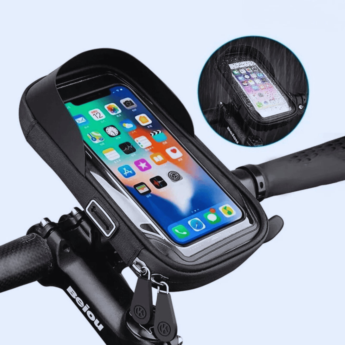 Support téléphone étanche vélo & moto – rotatif, tactile & résistant 💦