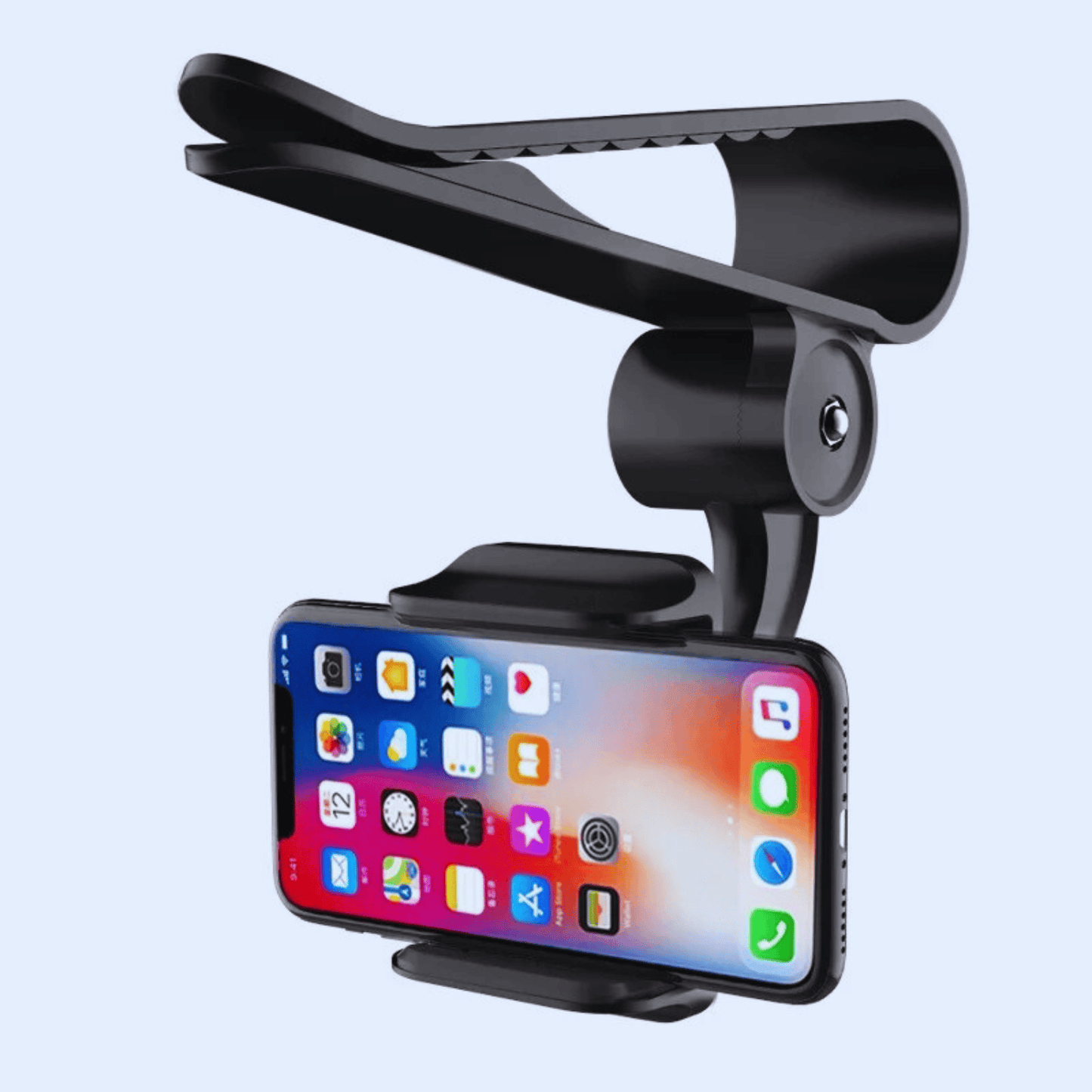Support téléphone pare-soleil voiture 360° rotatif Noir